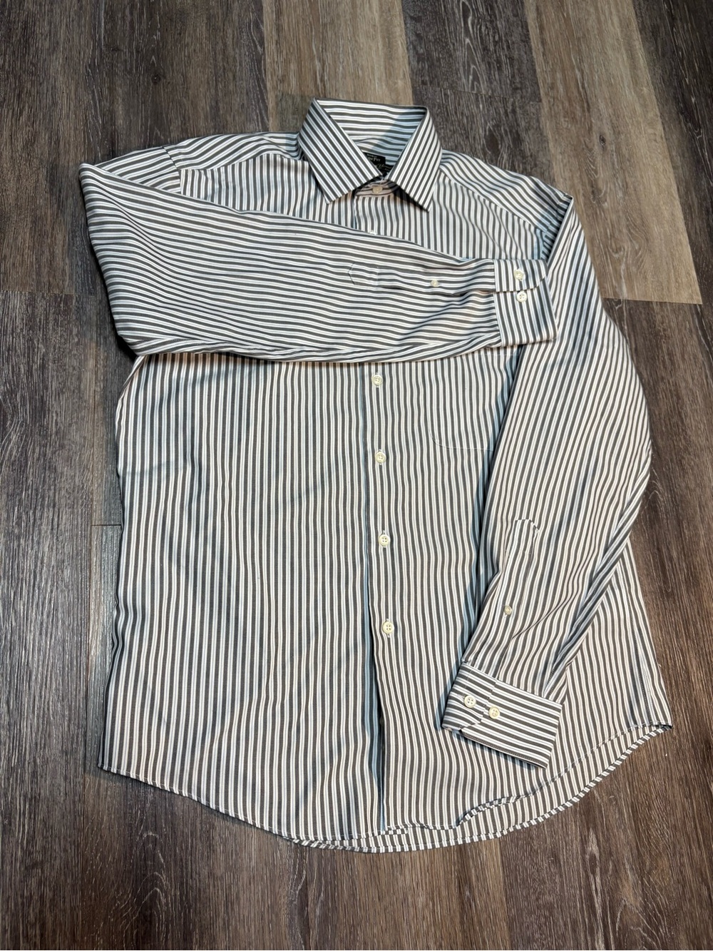 Pronto Uomo Black and White Striped Dress Shirt CasualElegant, Formal,100%Cotton